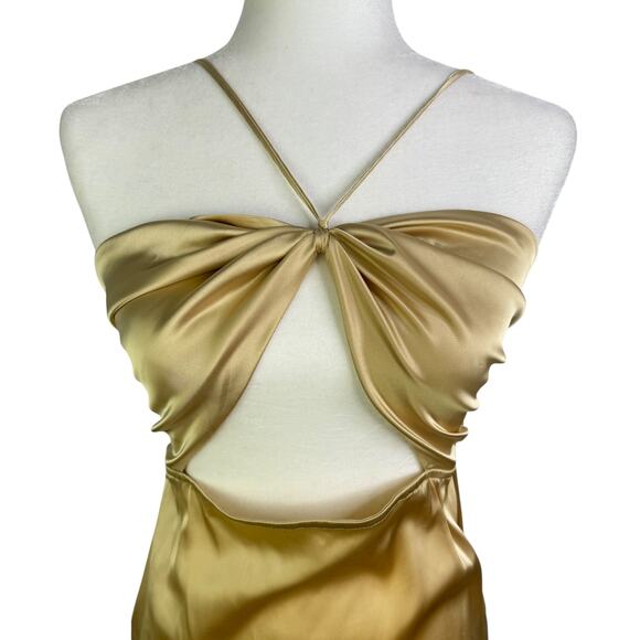 NWT Danielle Bernstein The Halter Dress Gold Satin Convertible Keyhole Small S - Picture 4 of 13